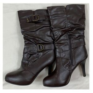 Brown Leather Wet Seal Women's Boots